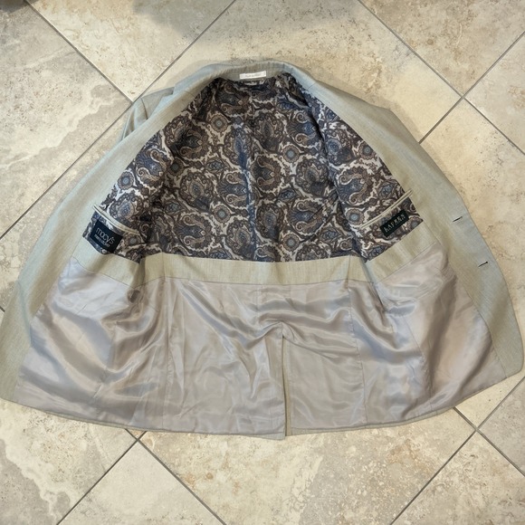 Lauren Ralph Lauren Blazer Men's 43R Beige Paisley Lined Jacket Polyester Rayon - Picture 3 of 11